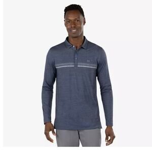 Travis Mathew Heater 2.0 Long Sleeve Stretch Golf Polo Gray Collar Mens Sz Large